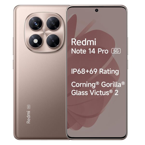 Redmi Note 14 Pro 5G Champagne Gold 8GB RAM 128GB Storage|50 MP Sony Camera Setup|Corning Gorilla Glass Victus 2 | 1.5K 3D Curved AMOLED | Mediatek Dimensity 7300- Ultra |IP68 IP69 - Image 2