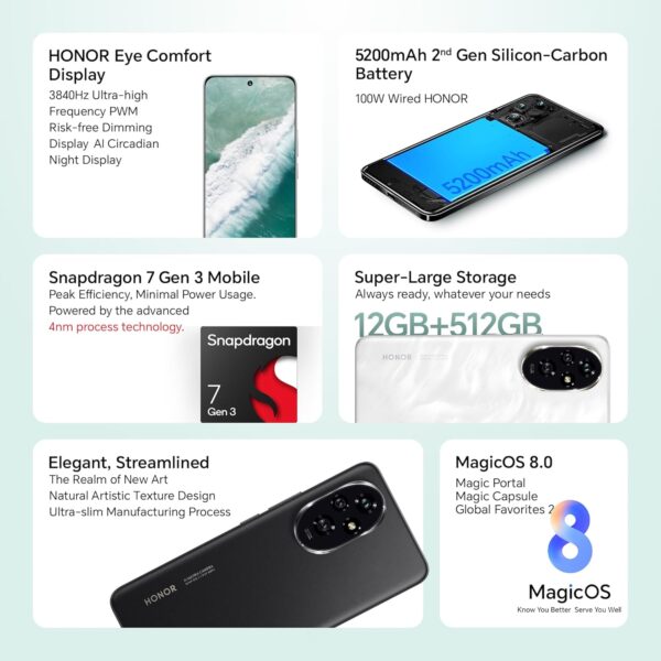 HONOR 200 5G (8GB+256GB, Moonlight White) – 50MP+50MP+12MP Triple Camera with Dual OIS | 50MP Selfie | Quad-Curved AMOLED Display | AI-Powered MagicOS 9.0 | Without Charger - Image 3