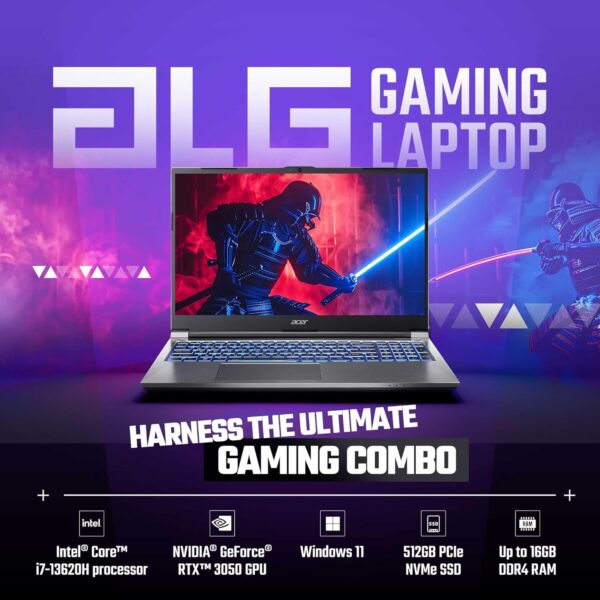 Acer ALG, Intel Core i7-13th Gen 13620H Processor, NVIDIA GeForce RTX 3050-6GB(16GB/512GB) FHD, 39.62cm(15.6"), 144Hz, Windows 11 Home, Steel Gray, 1.99KG, AL15G-53, Premium Metal Body,Gaming Laptop - Image 4
