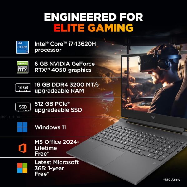 About this item Powerful Productivity: 13th Generation Intel Core i7-13620H processor delivers unmatched speed and intelligence, enabling impressive creating, productivity, and gaming experiences. With Turbo Boost Technology, get up to 4.9GHz for your high-demand applications. Connectivity Technology: Wi-Fi, Bluetooth, HDMI Visibly Stunning: Experience sharp details and crisp colors on the 15.6" Full HD display, 16:9 aspect ratio, ultra-slim design and narrow bezels. Internal Specifications: RAM - 16 GB of Dual-channel DDR4, 2 SODIMM modules; Storage - 512 GB SSD NVMe storage to store your files and media Ports: two USB 3.2 Type-C port, one USB 2.0 Type-A port and one USB 3.2 Type-A port. Keyboard: Multi languages Multi-Color illuminated full size keyboard with numeric pad - Image 4